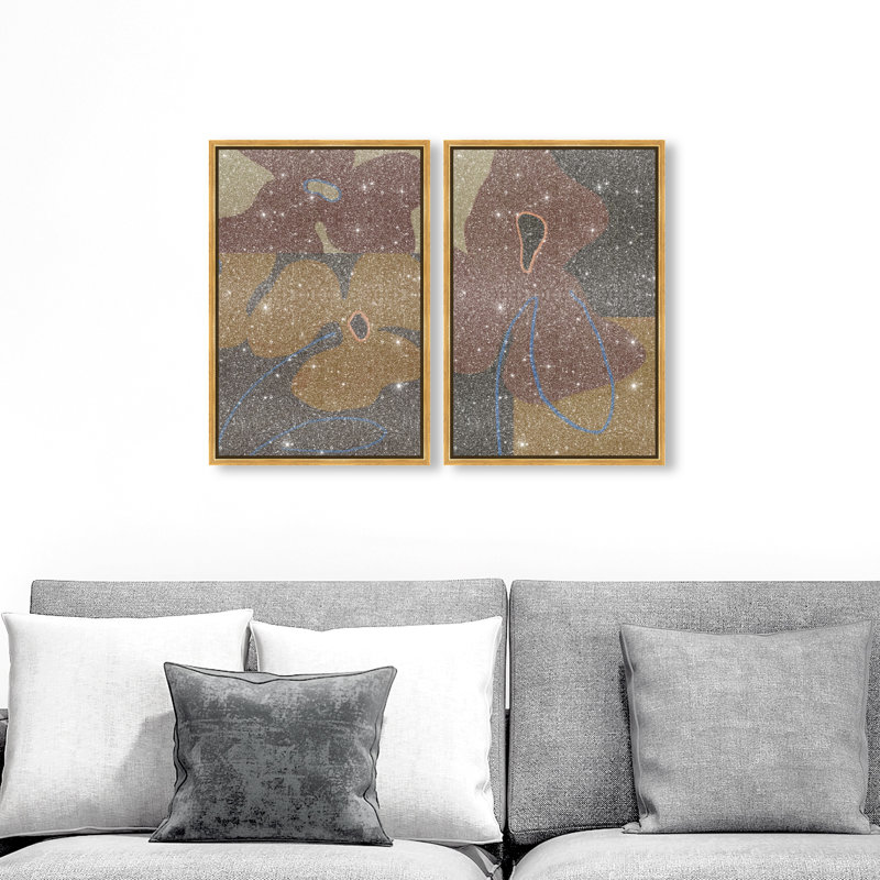 Moody Flowers Set Set by Oliver Gal, 25" H x 17" W, Gold Floater Frame