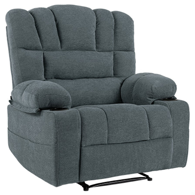 Fauteuil inclinable avec massage et vibration chauffante, Tissu gris