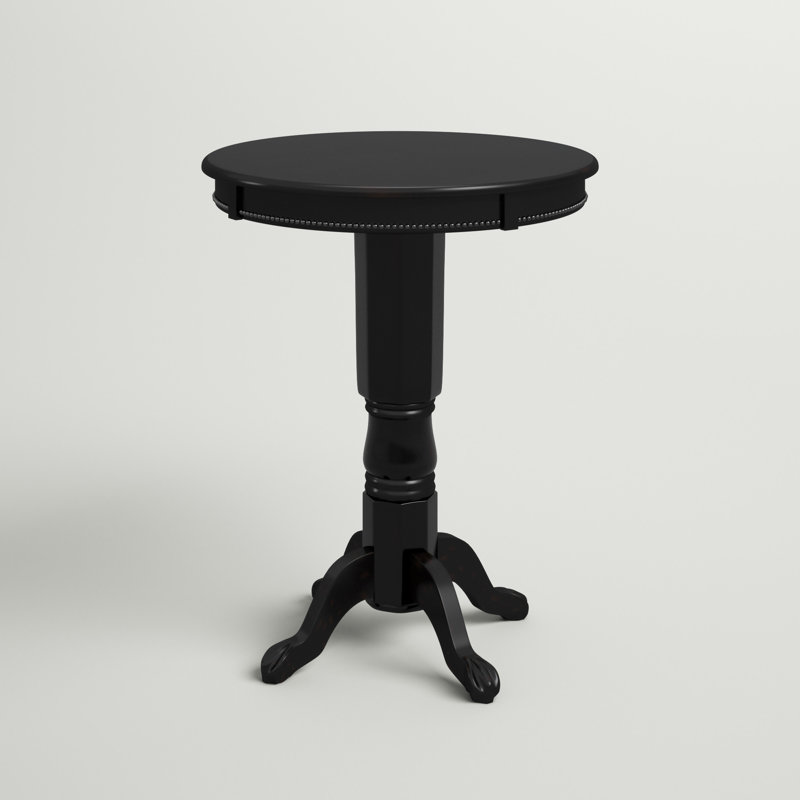 Adelaida 30.25" L Round Solid Wood Table, Solid Black