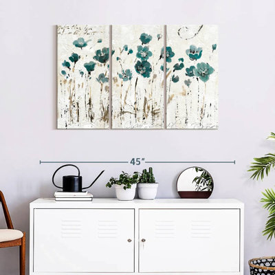 «Abstract Balance VI», ensemble de 3 pièces bleues sur toile