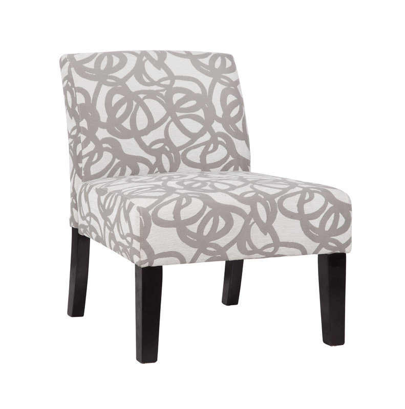 Javi Avington 26" Wide Armless Slipper Chair, Tangled Gray and Cream