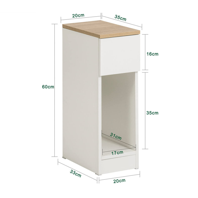 Bergmundur 20cm W Manufactured Wood Bedside Table, White