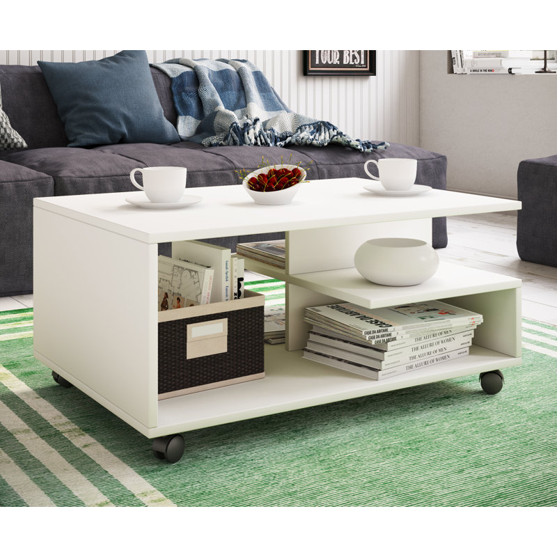 Rashanda Coffee Table with Storage, White