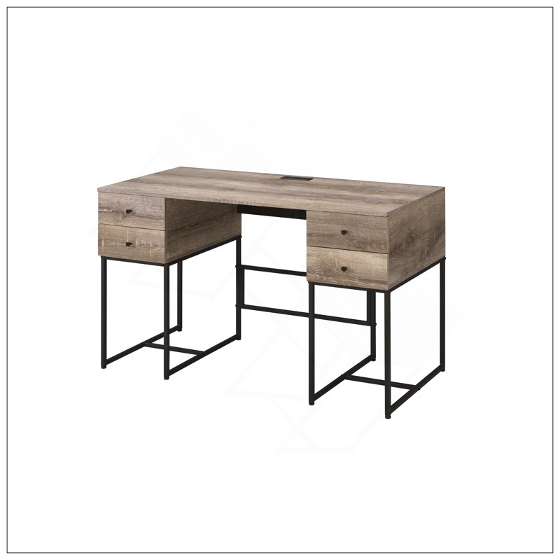 Charming Rustic Writing Desk With Advanced USB Port And Ample Storage