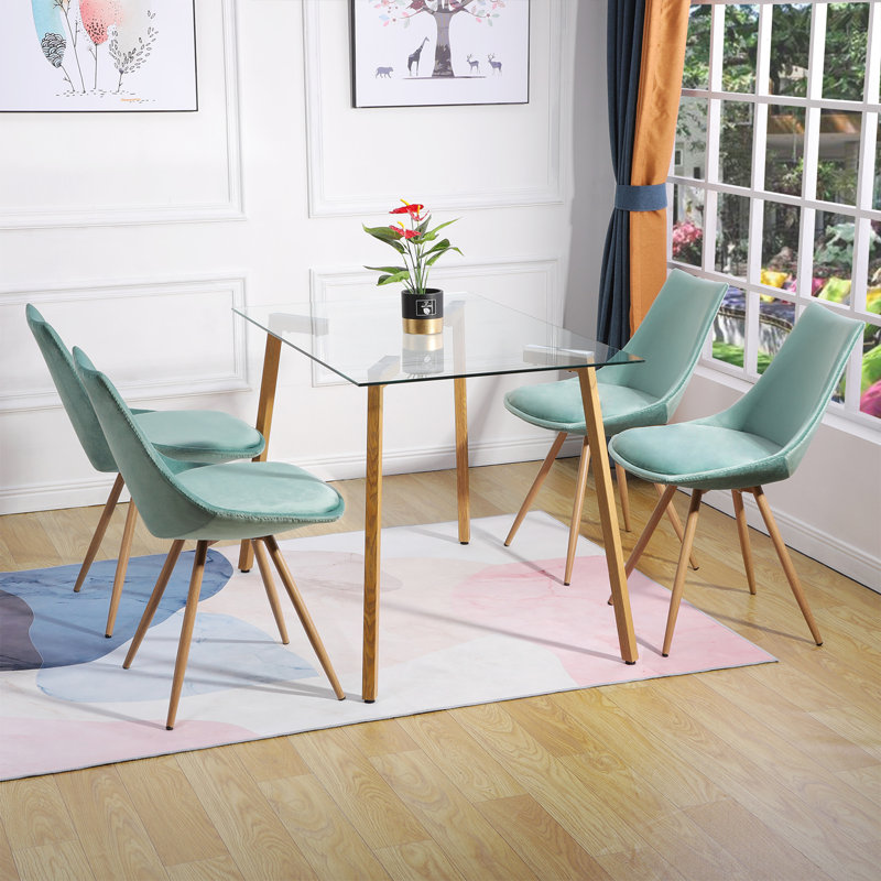 Benno Glass Top Metal Base Dining Table