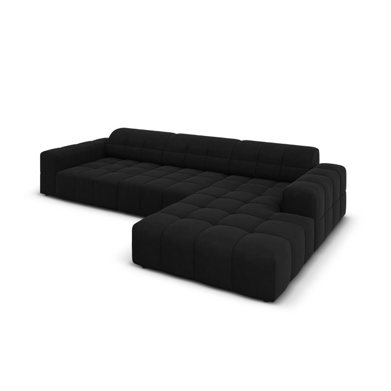 Chicago 4 Seater Corner Sofa, Right Hand Facing, Black