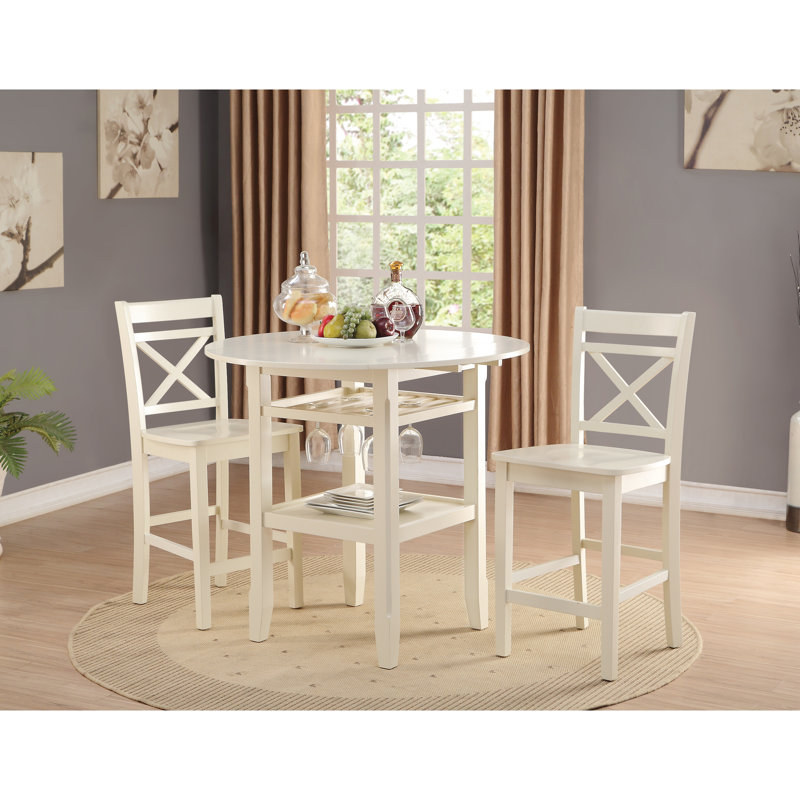 Table de salle à manger à hauteur de comptoir crème - 2 tablettes et design fonctionnel pour ajouter une touche de classe à votre chambre