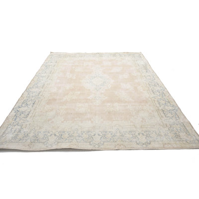 Tapis oriental floral délavé délavé à la pierre 10 x 13