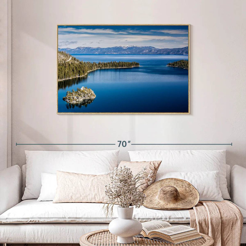 Majestic Lake Tahoe, Cadre flottant en bois naturel, 43 po x 29 po