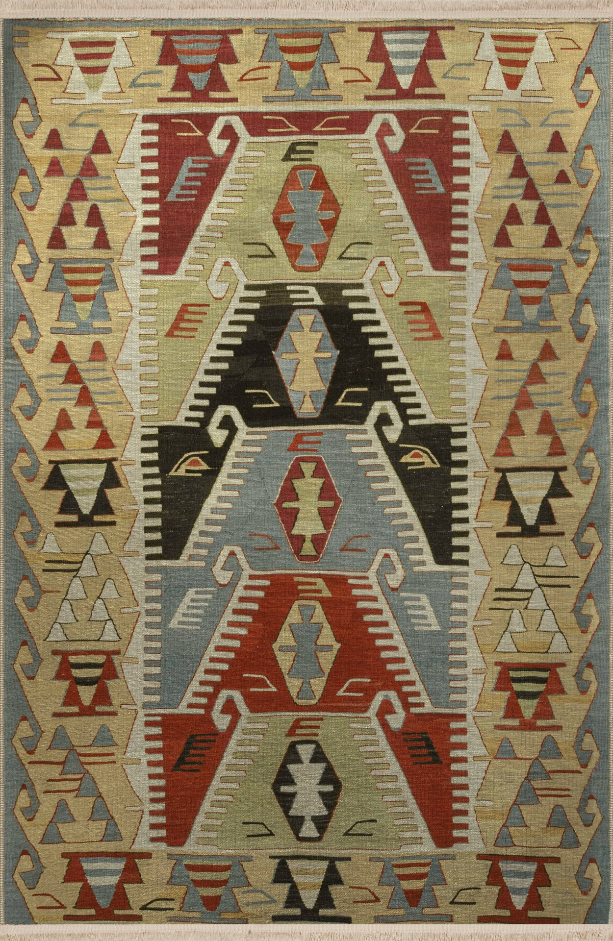Union Rustic Multi-Colored Ethnic Traditional Motif Patterned Fringed ...