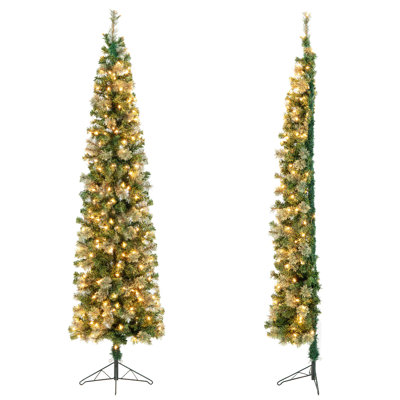 7' H Green Pine Cashmere Christmas Tree with 150 LED Lights -  The Holiday AisleÂ®, C125F7137ECA4013978AF126994A100E