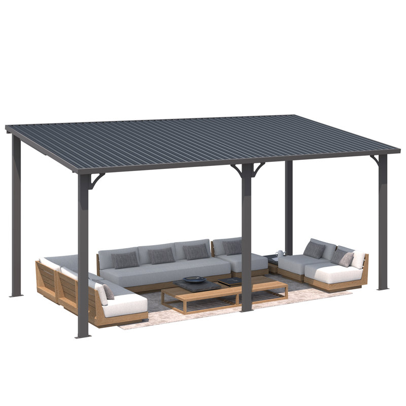Hardtop Gazebo With Galvanized Steel Sloping Roof, 98.4" H x 202" W x 95" D
