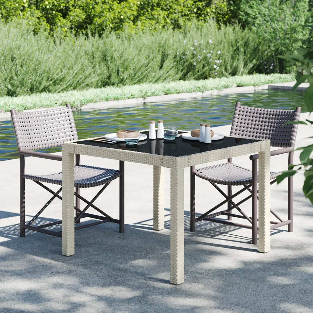 Gartentisch Bryten aus Glas und Polyrattan