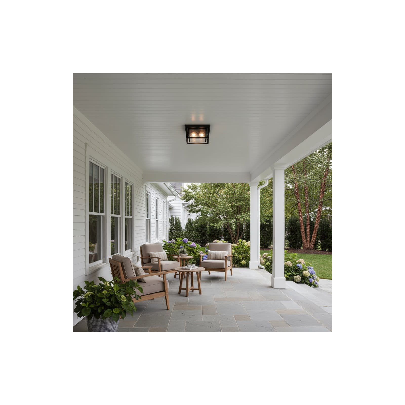 Kirton Square Outdoor Flush Mount, Black