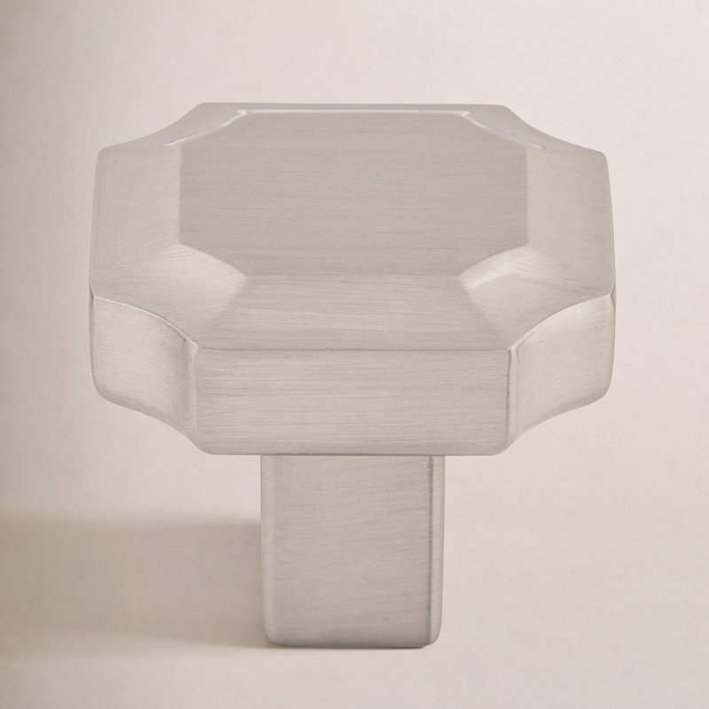 Davenport 1 1/4" Length Geometric Knob, Brushed Satin Nickel