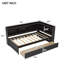 Lit simple avec bibliothèques en L et tiroirs de rangement, lit électrique de taille pin, 2 prises de courant, bois durable-388812983