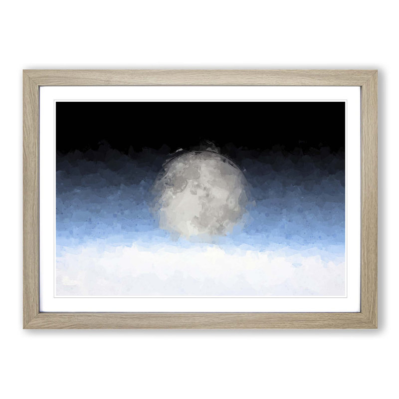 The Moon Above in Abstract - Picture Frame Graphic Art Print, Oak Framed, 62cm H x 87cm W x 2cm D