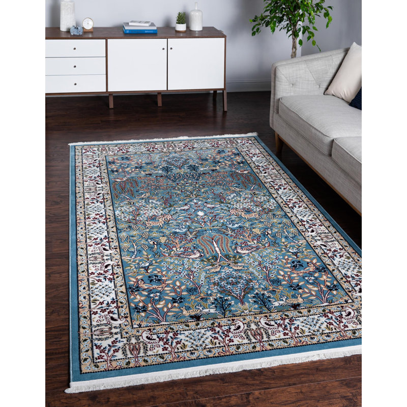 Jackson Floral Indoor Rug, Blue, Rectangle 9' x 12'
