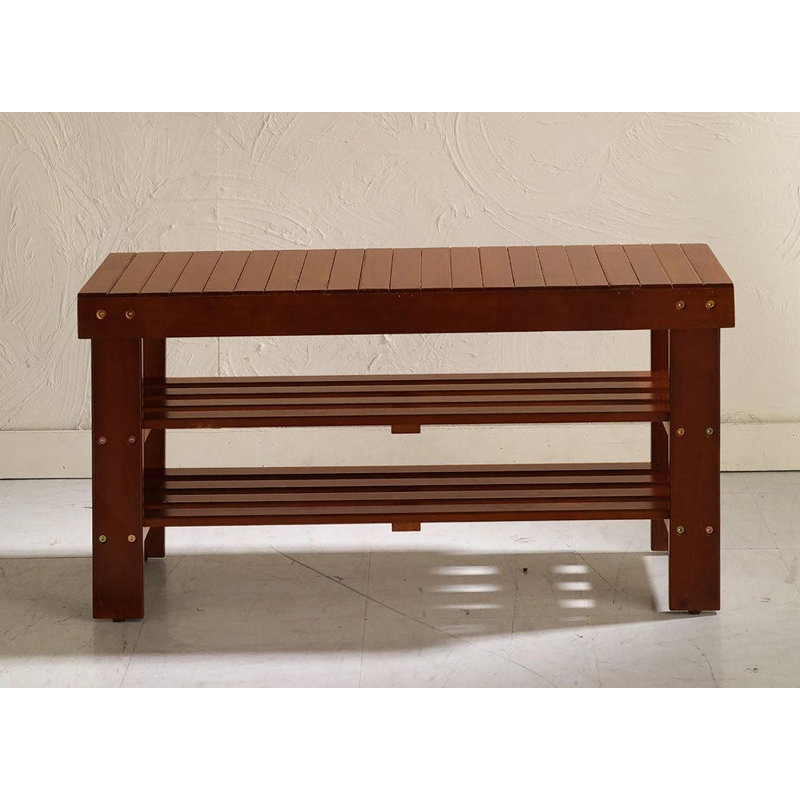 Pina Quality Solid Wood Shoe Bench, Cherry Finish, Cherry
