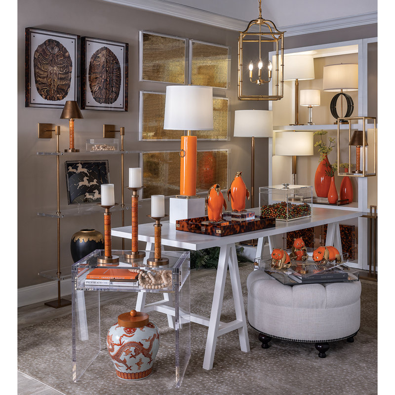 Marias 3-Tier Shelf Lucite 36"W, Gold/Clear