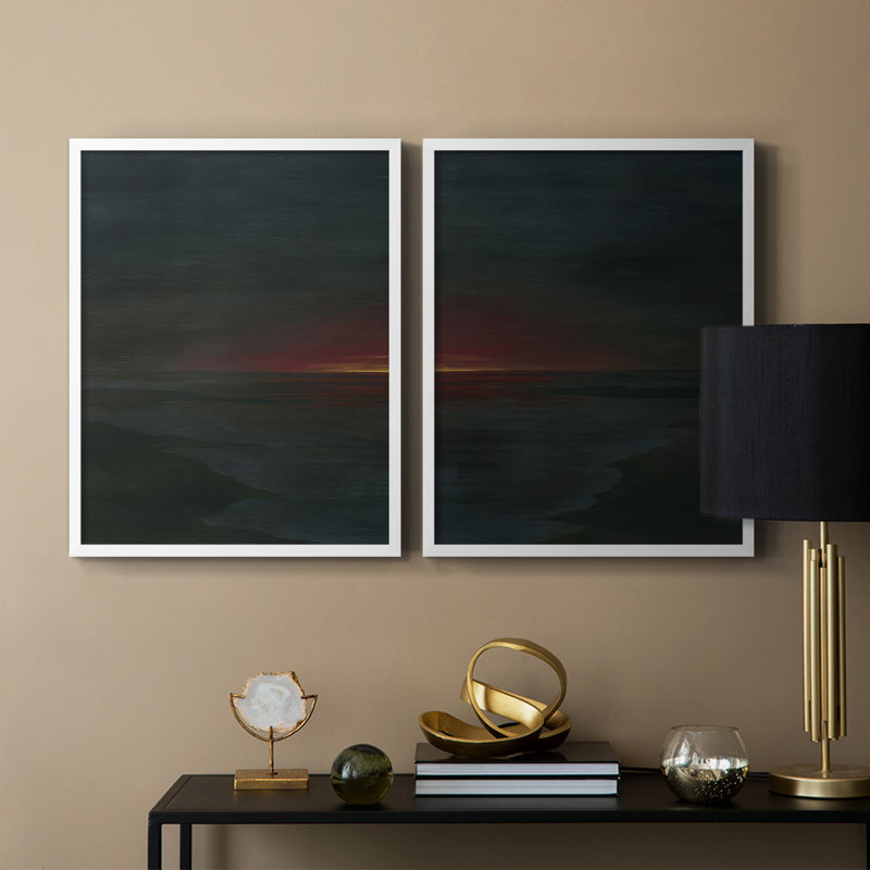 «Red Nightsky I», reproduction encadrée de qualité supérieure - prête à être accrochée - aucun clou requis - aucun clou requis