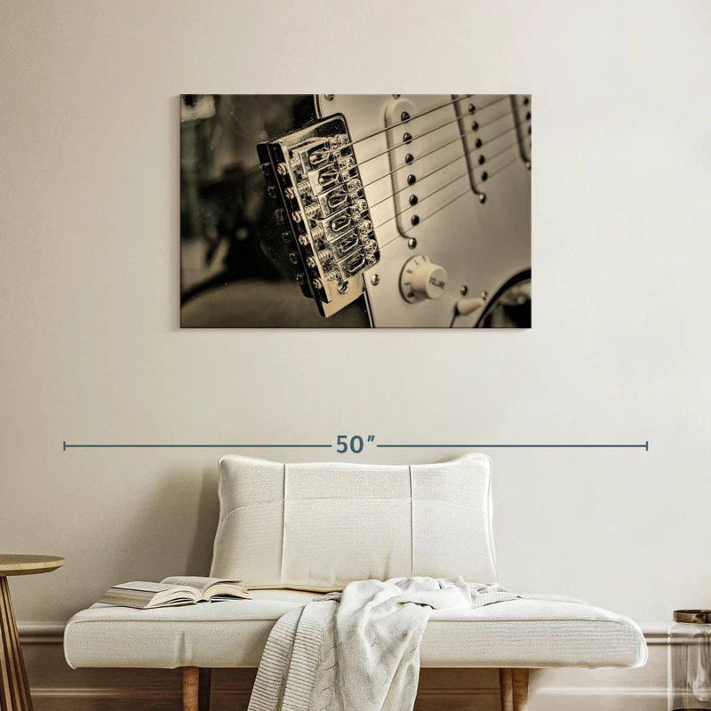Abarca Timeless Silver Guitar, 24" H x 36" W
