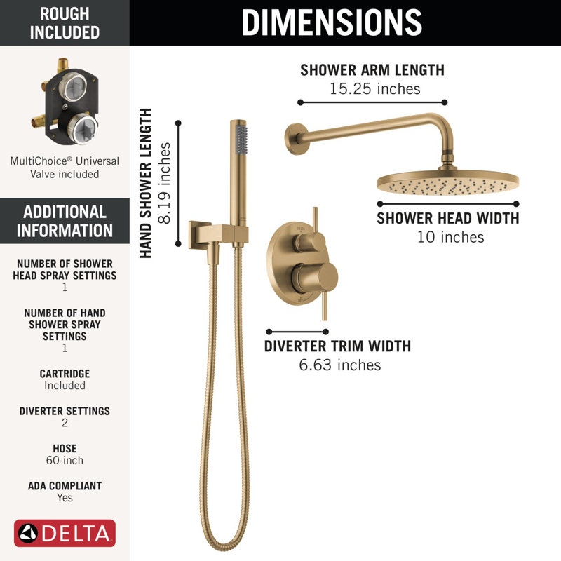 Modern Raincan Round Shower System, Rain Shower Head with Handheld Spray, Shower Faucet Set, Champagne Bronze