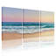 Nautique et plage, vagues de l'océan, coucher de soleil, ciel, sable, horizon de l'eau, ensemble de 3 impressions sur toile-1434059514