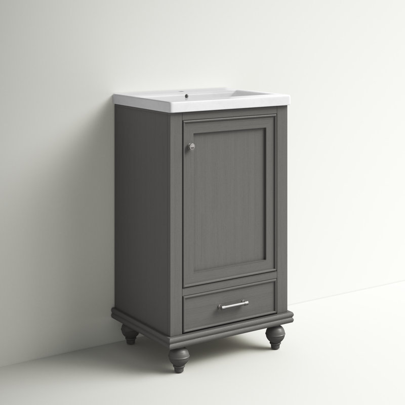 Angelissa 20" Wide Vanity Set, Grain Gray/Brushed nickel