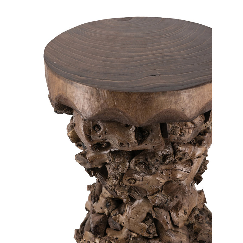 Table d'appoint brune de 11,8 x 11,8 x 18,9 pouces en bois massif, avec une racine d'arbre naturelle et un design classique pour un décor moderne avec taille, bois