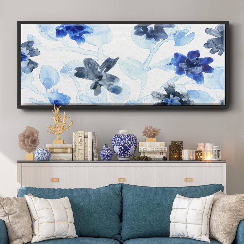 Blue Gossamer Garden - Toile avec cadre en V, H 8 po x l 20 po