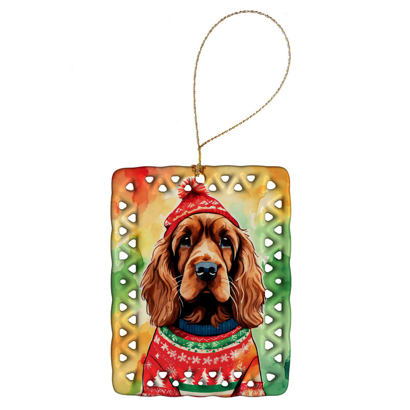 Ornement en porcelaine de Noël English Cocker Spaniel, Épagneul cocker anglais 3450