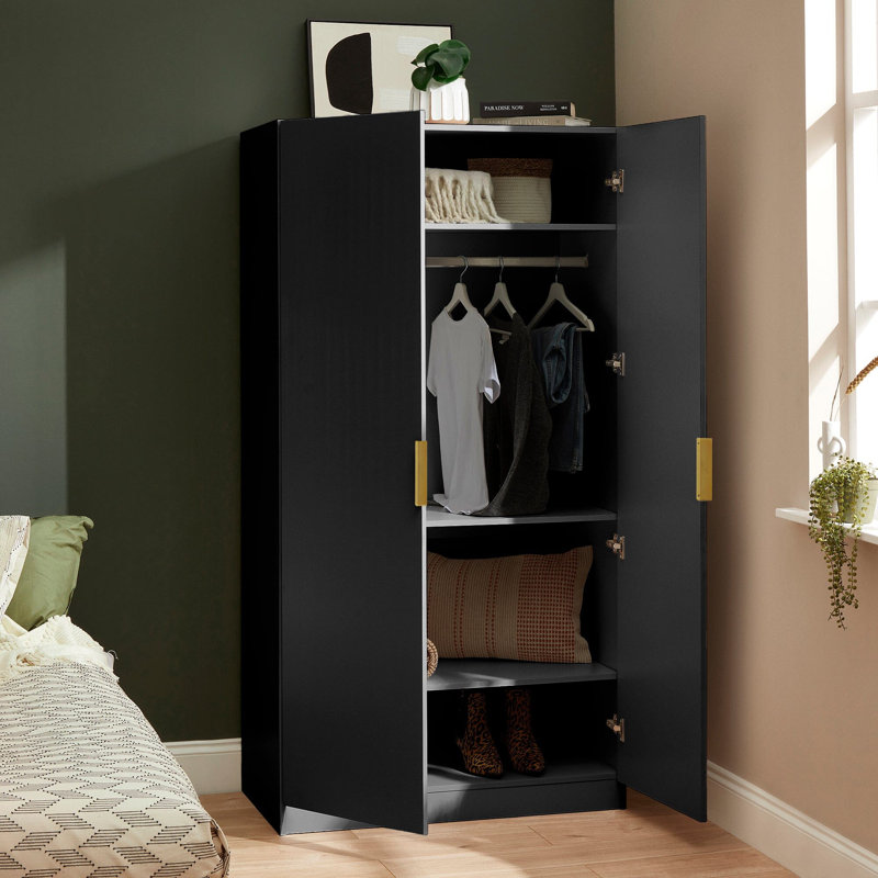 Glenhaven Tall Cabinet / Wardrobe - White, Black