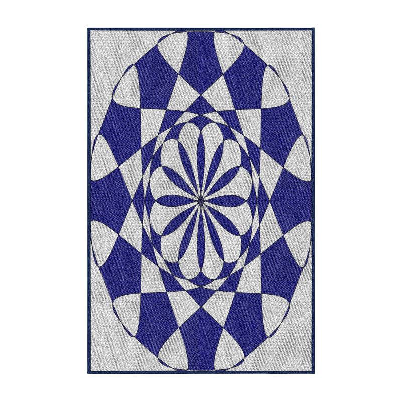 Tapis bleu/crème à tisser électrique, Tapis de couloir 2 pi x 5 pi