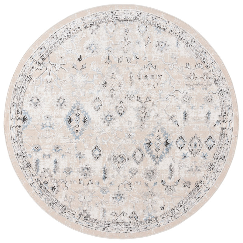 Henchy Performance Oriental Indoor/Outdoor Area Rug, Round 6'7"