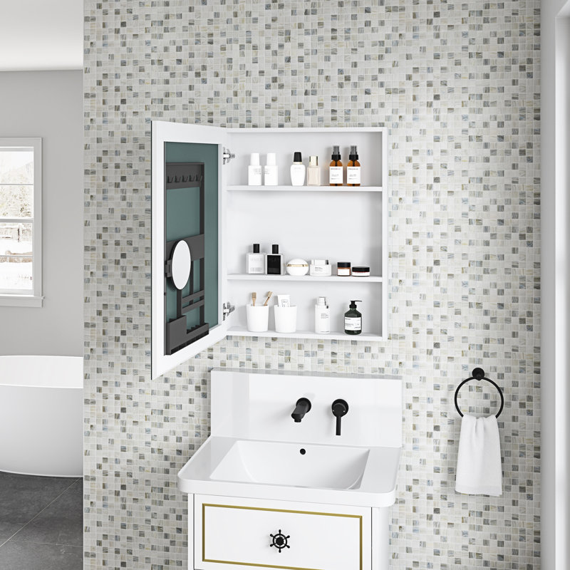 Armoire de salle de bain miroir l 24 po x H 30 po - blanc avec espace de rangement soigné