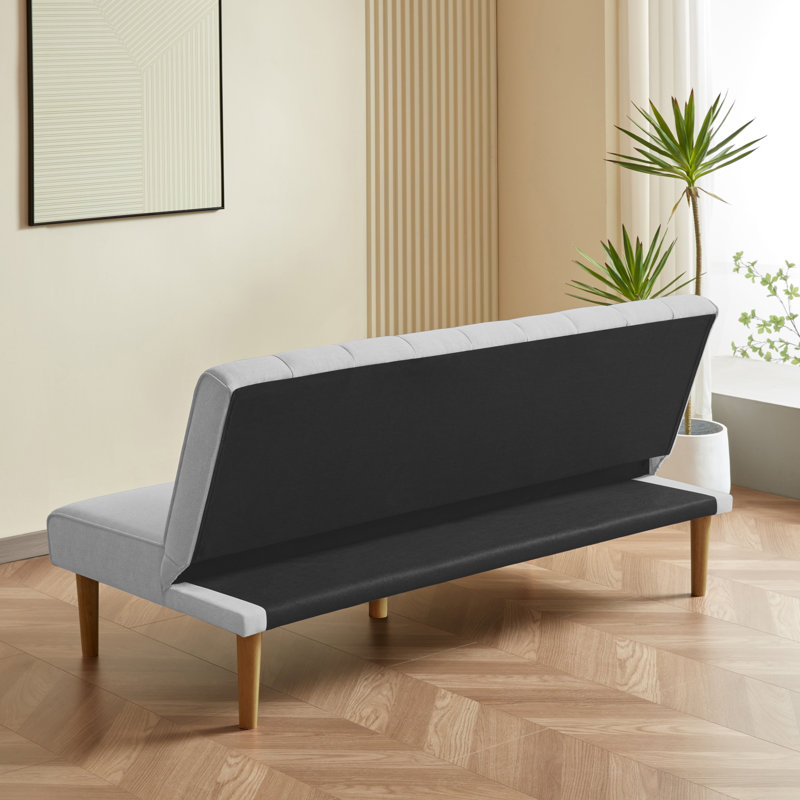 Bergen 66" Upholstered Convertible Futon Sofa,  Gray Woven