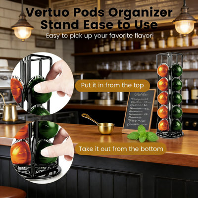 Porte-dosette Nespresso Vertuoline avec base rotative à 360 degrés, support de 20 capsules pour le rangement du comptoir de cuisine