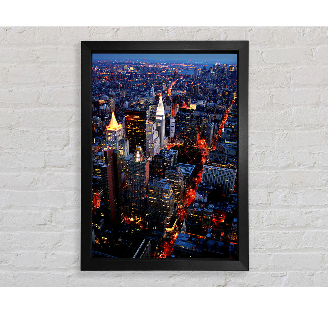 Nyc Ariel View City Lights - Einzelner Bilderrahmen Kunstdrucke