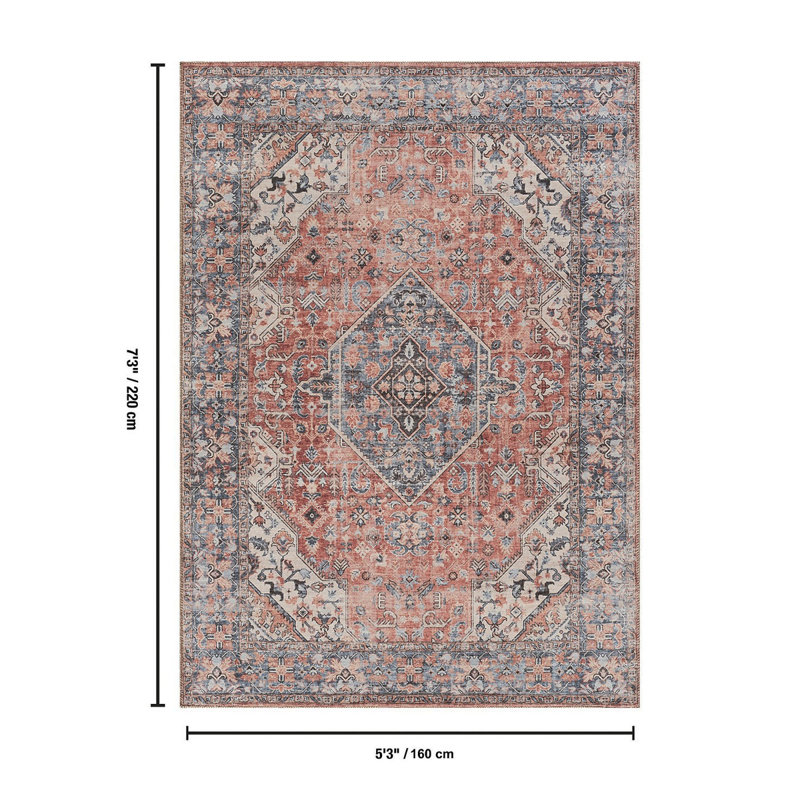 Majestic GC_RYL1009 Rose 5 Ft. 3 In. X 7 Ft. 3 In. Area Rug, Rectangle 5'4" x 7'4"