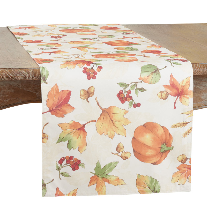 Abóbora Floral Table Runner, 16" W x 72" L