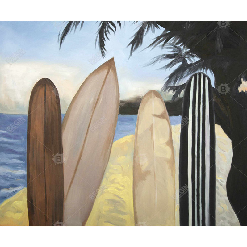 Surfboards Beach American Framed Canvas | Home Decor Art