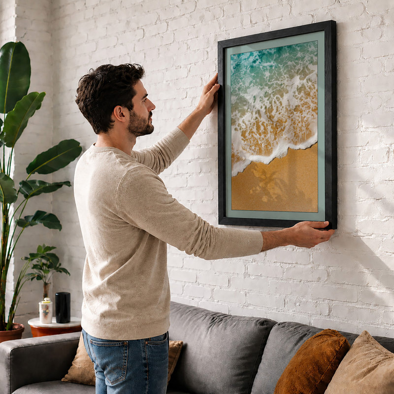 Turquoise Shoreline Coastal - Print, A3 - 42.0 x 29.7 cm, White
