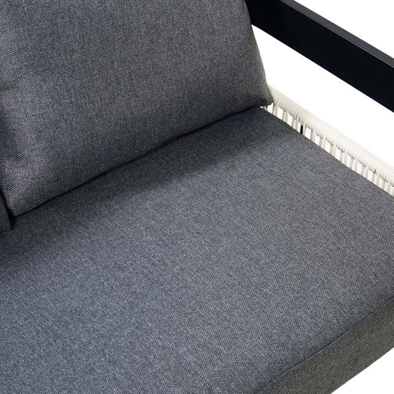 Ensemble de canapé d'extérieur en fer pour plusieurs personnes avec une table, Gris