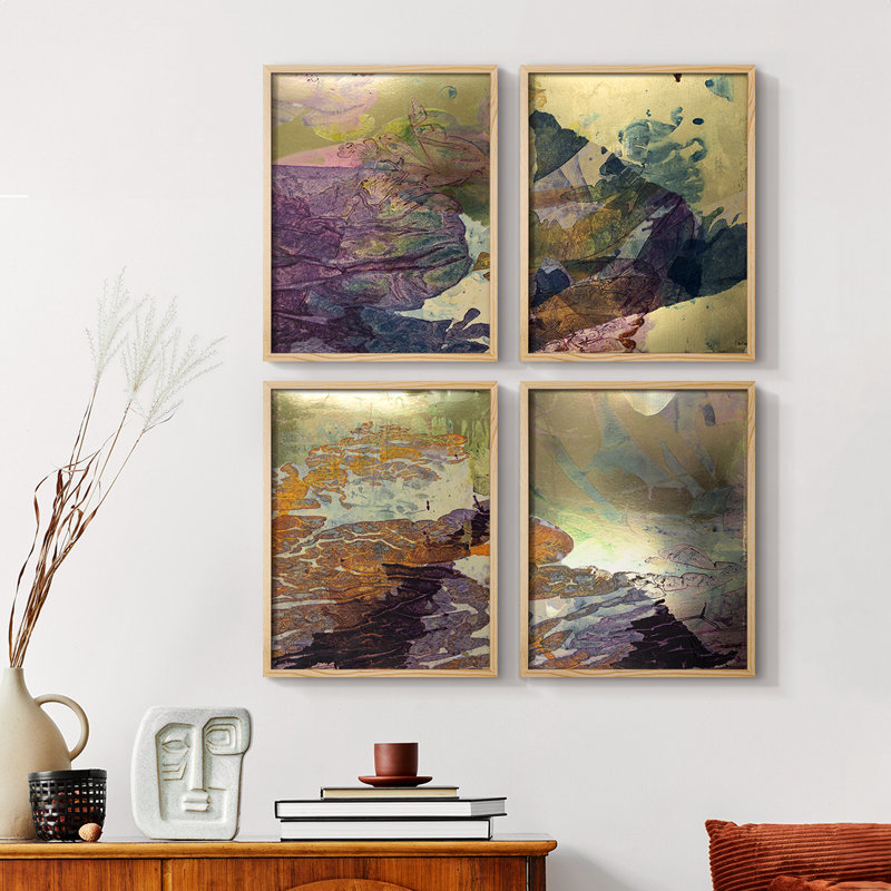 «Monet's Landscape V», ensemble de 4, Naturel, H 28 po x l 22 po