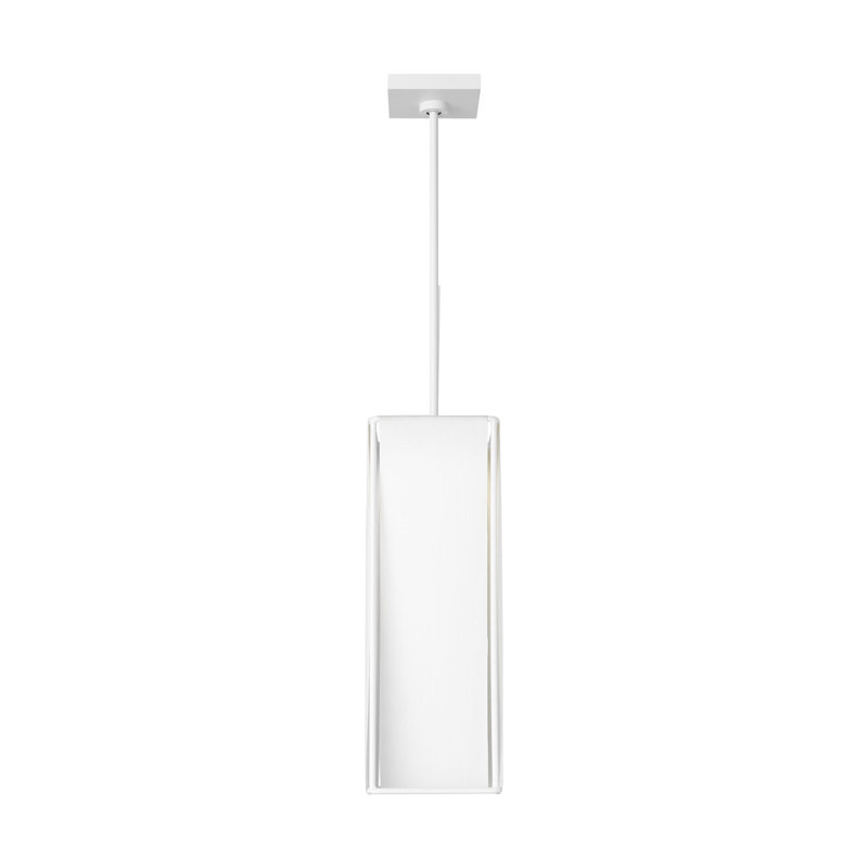 Kelly Wearstler Velero 1 Light Dining Room Pendant With White Silkscreen Tempered Shade, Soft Linen