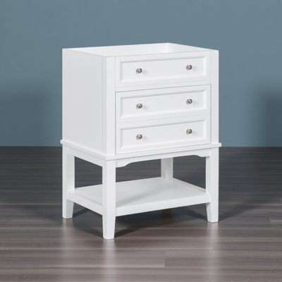 Bathroom Vanity Without Sink, Base Only, Solid Wood Frame, Bathroom Storage Cabinet With Drawer And Open Shelf