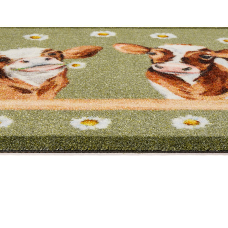 Non-Slip Daisy Cow Indoor Doormat, 50cm W x 150cm L