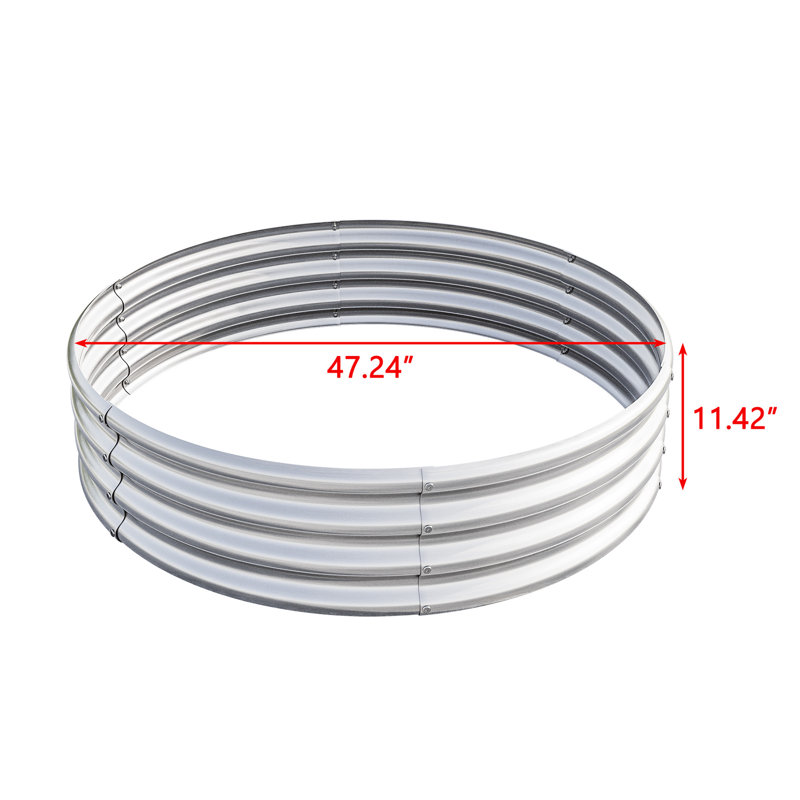 2Pcs W840116763 Galvanized Metal Raised Bed, 15.06 Lb, Ideal For Diy Garden, Plant Roots, Round Structure Design Planter Growing Beans, Carrot And Other Vegetables, 110 Gal. Soil Space, - Coating