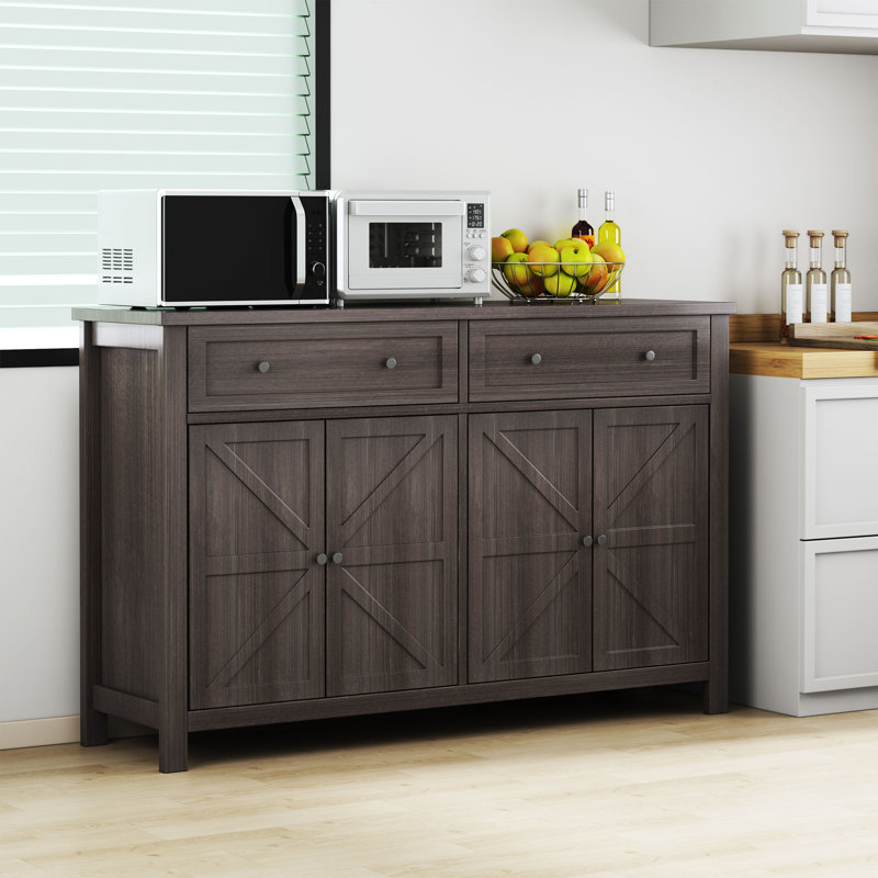 Addalin 55.1" Modern Adjustable Shelf Sideboard With Storage Cabinets, Gray